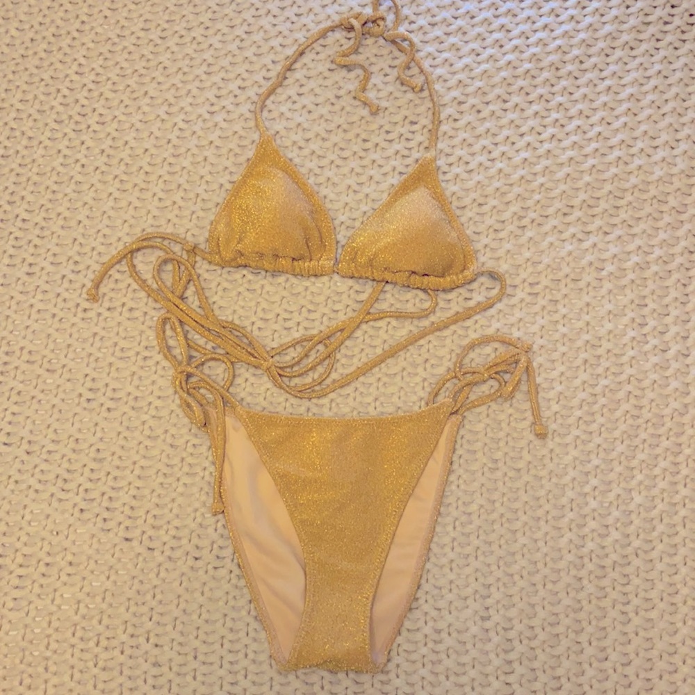 Kendall & Kylie gold two piece bikini size XS